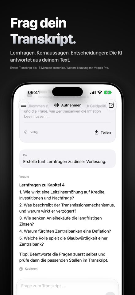 Lernfragen zu einer Vorlesung in Voquio